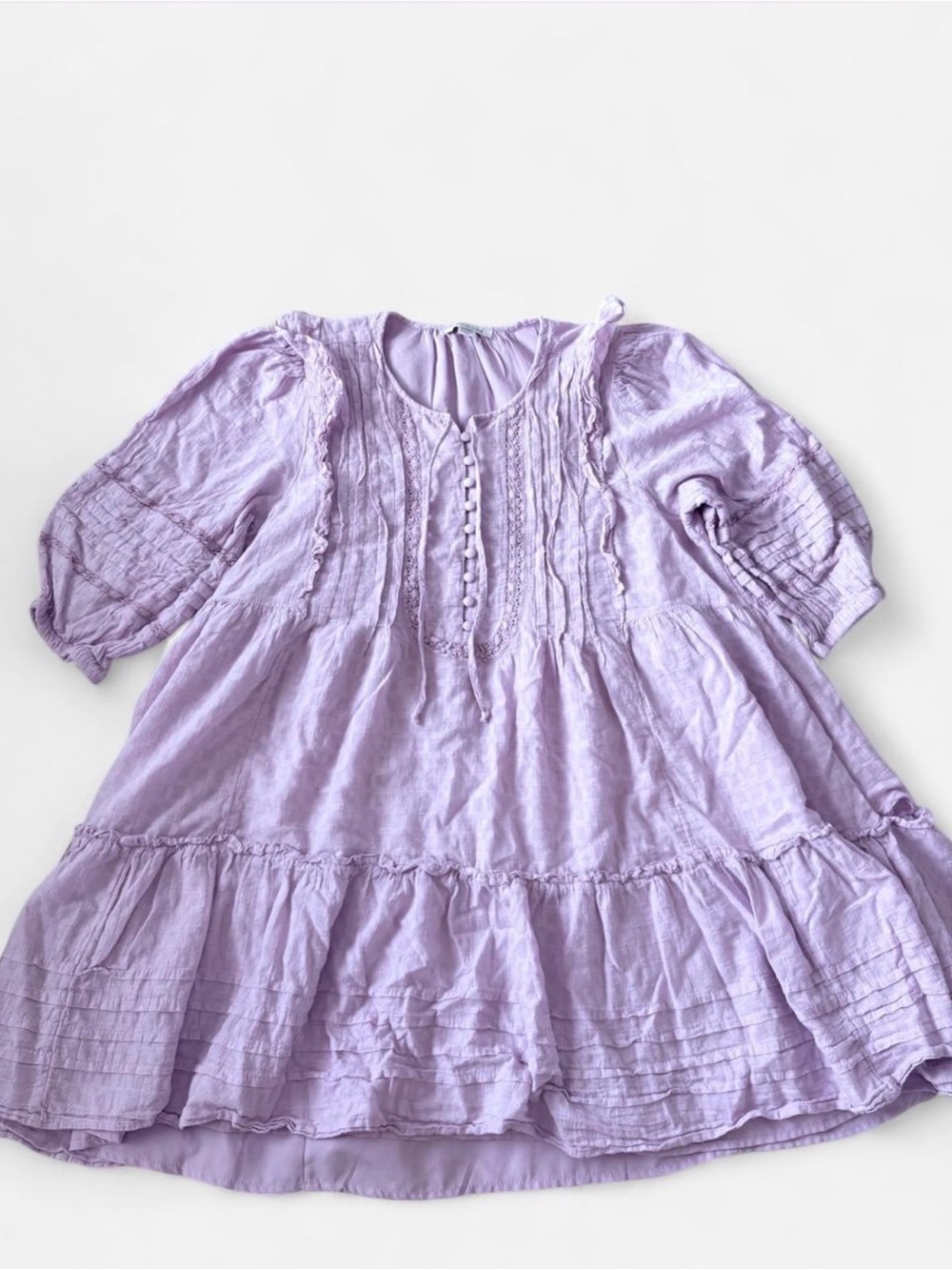 Lace Button-Up Babydoll Mini Dress